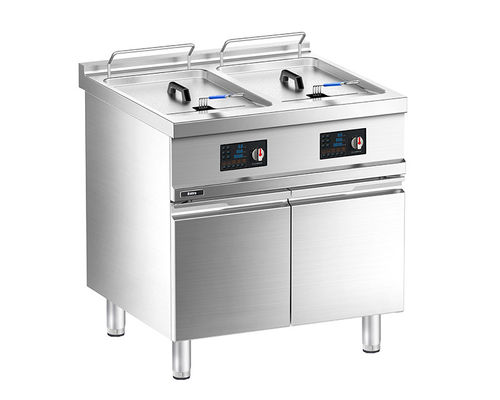 kwaliteit  Floor Western Electric Double-tank Deep Fryer with Cabinet fabriek