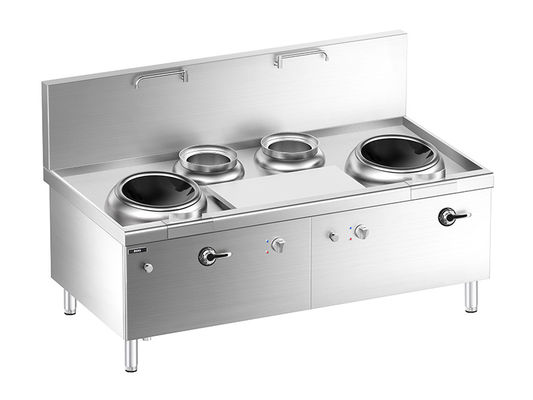 kwaliteit  Floor Chinese Induction  Double-wok  and Double Bain Marie  Stove with Cabinet fabriek